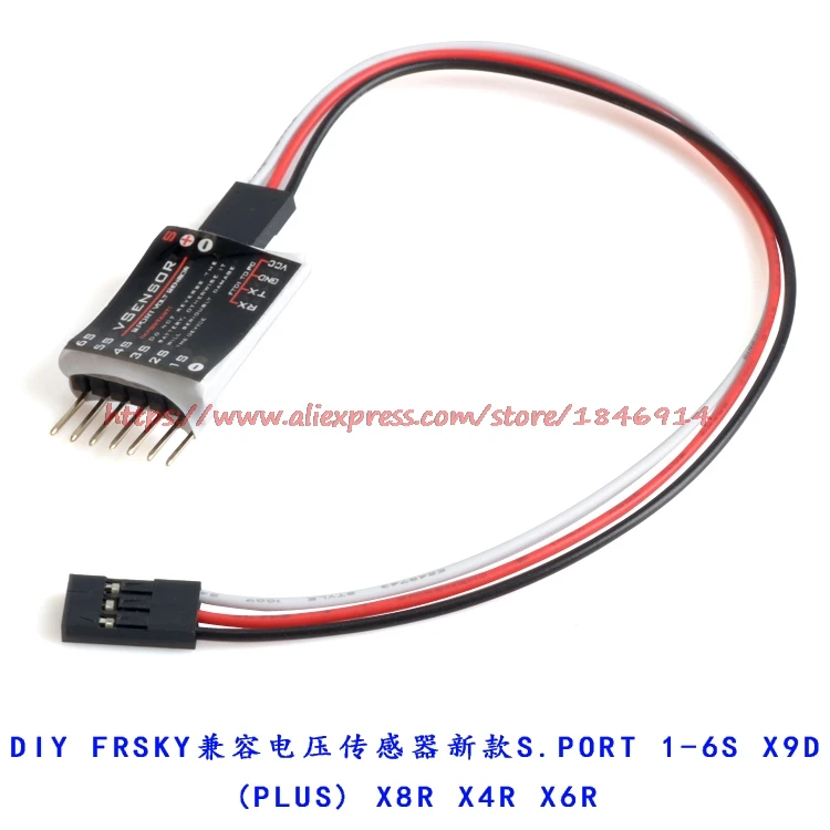 

DIY FRSKY compatible voltage sensor S.PORT 1-6S X9D(PLUS) X8R X4R X6R