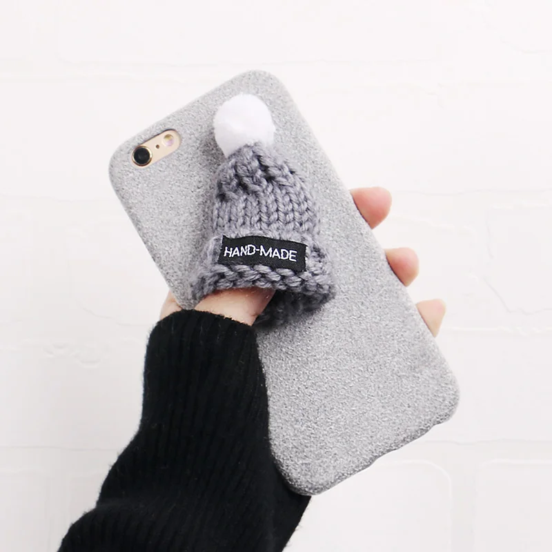 Christmas Cases For iPhone Xs Xr Max Cover 3D Knitted Hat Case X 8 Plus 7 6 6S New Year Coque |
