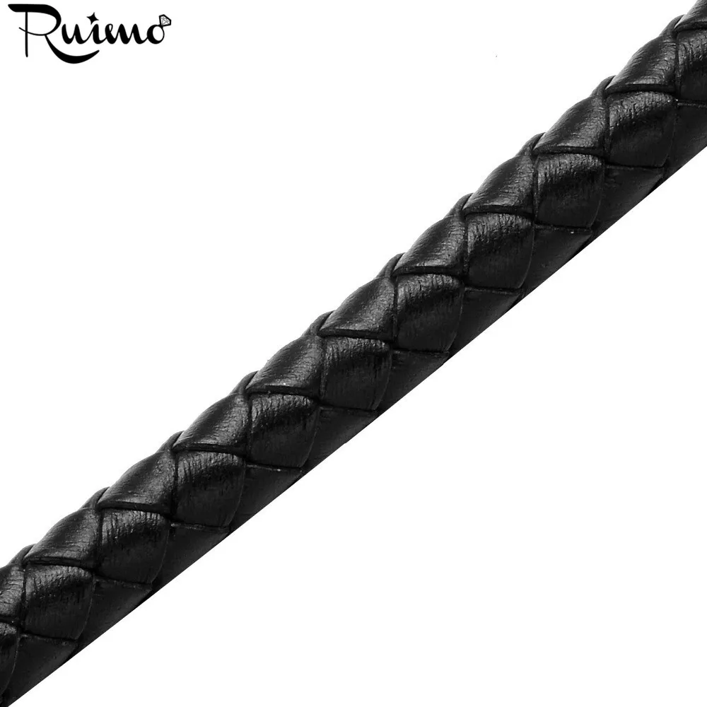 Кожаный шнур RUIMO 8 мм черный и коричневый круглый плетеный для браслета|rubber cord|cord