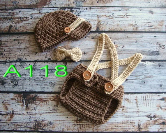 

free shipping,baby hats,handmade crochet hat with Diaper Cover / overalls baby Set for Newborn Photo Prop NB-3M 100% cotton