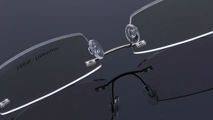

100% TITANIUM Eyeglass Frames Gun Gray Rimless Glasses Clear Lens Eyeglasses RX