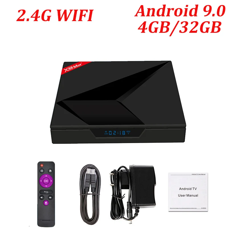 X88 Max plus tv box Android 9,0 4 Гб 64 Гб RK3328 2,4G/5G двойной Wifi BT4.0 type-c USB3.0 4K HD медиаплеер Smart Android tv BOX - Цвет: 4GB 32GB