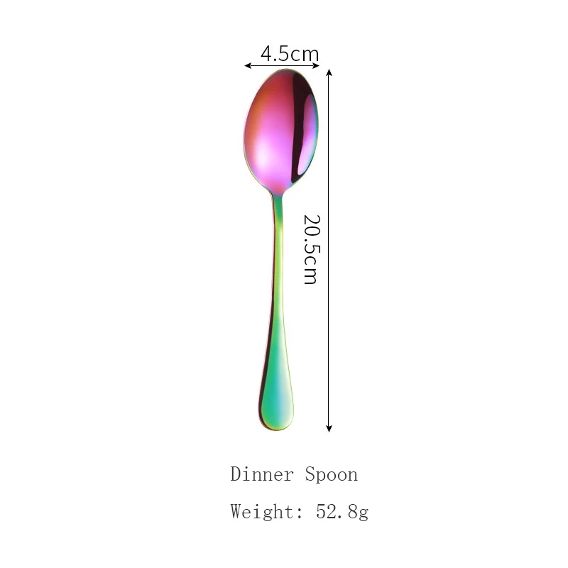 NO.7 Dinner Spoon Набор радужных столовых приборов из нержавеющей стали столовая посуда набор серебряных приборов столовый нож и вилка Прямая поставка - Цвет: NO.7 Dinner Spoon