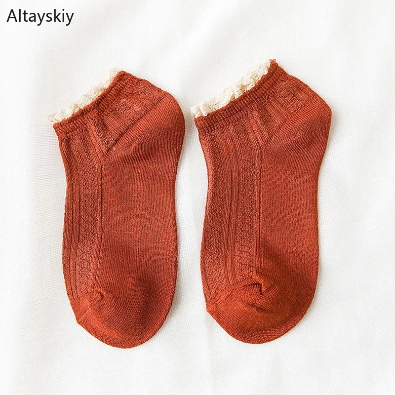 Socks Women Lace Harajuku Sweet Striped Knitted Patchwork 5 Colors Sock Womens Kawaii Korean Style Streetwear School Student | Женская