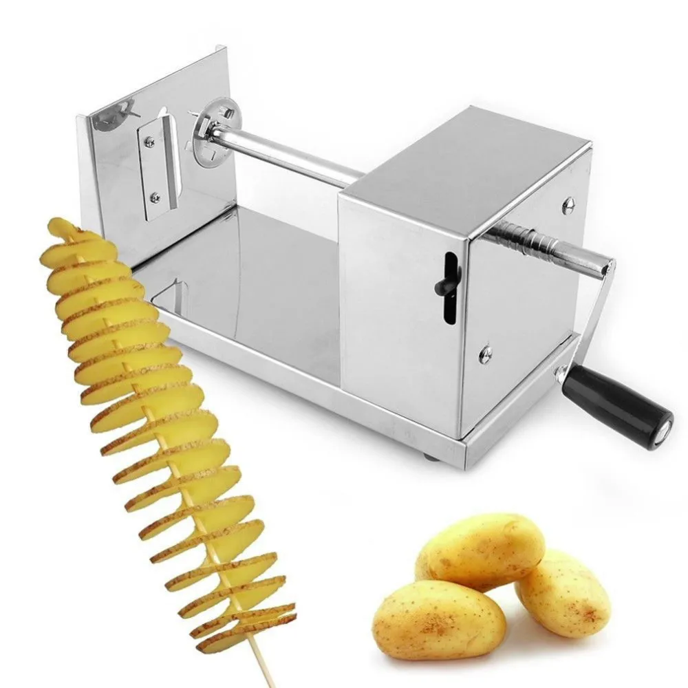 

New stainless steel vegetable tools manual tornado stainless steel spiral potato slicer chip cutting machine kitchen tools