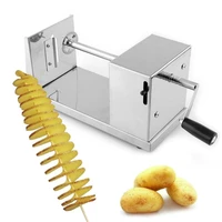 new stainless steel vegetable tools manual tornado stainless steel spiral potato slicer chip cutting machine kitchen tools