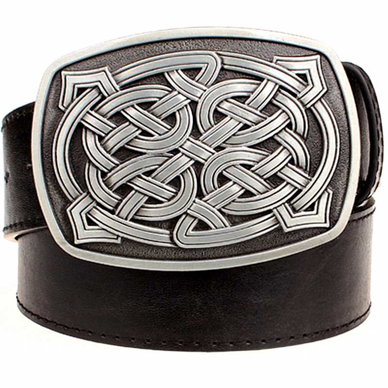 

2018 Fashion element women's leather belt Weave stripe pattern casual belt Celtic Knot style Jeans strap metal big buckle belt