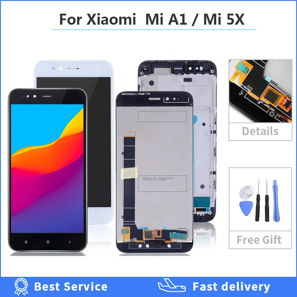 

Дисплей 5,5 дюйма для Xiaomi Mi A1, сенсорный ЖК-экран с рамкой, замена для Xiaomi Mi 5X, сенсорный экран, MiA1, Mi 5X, дигитайзер