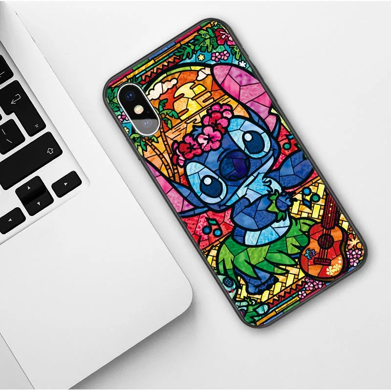 TPU Мягкий силиконовый чехол для телефона Disneys с рисунком стежка для iPhone 7 7Plus 6 6splus 8 8 Plus X 5 5S SE XS MAX XR черный чехол - Цвет: TPU