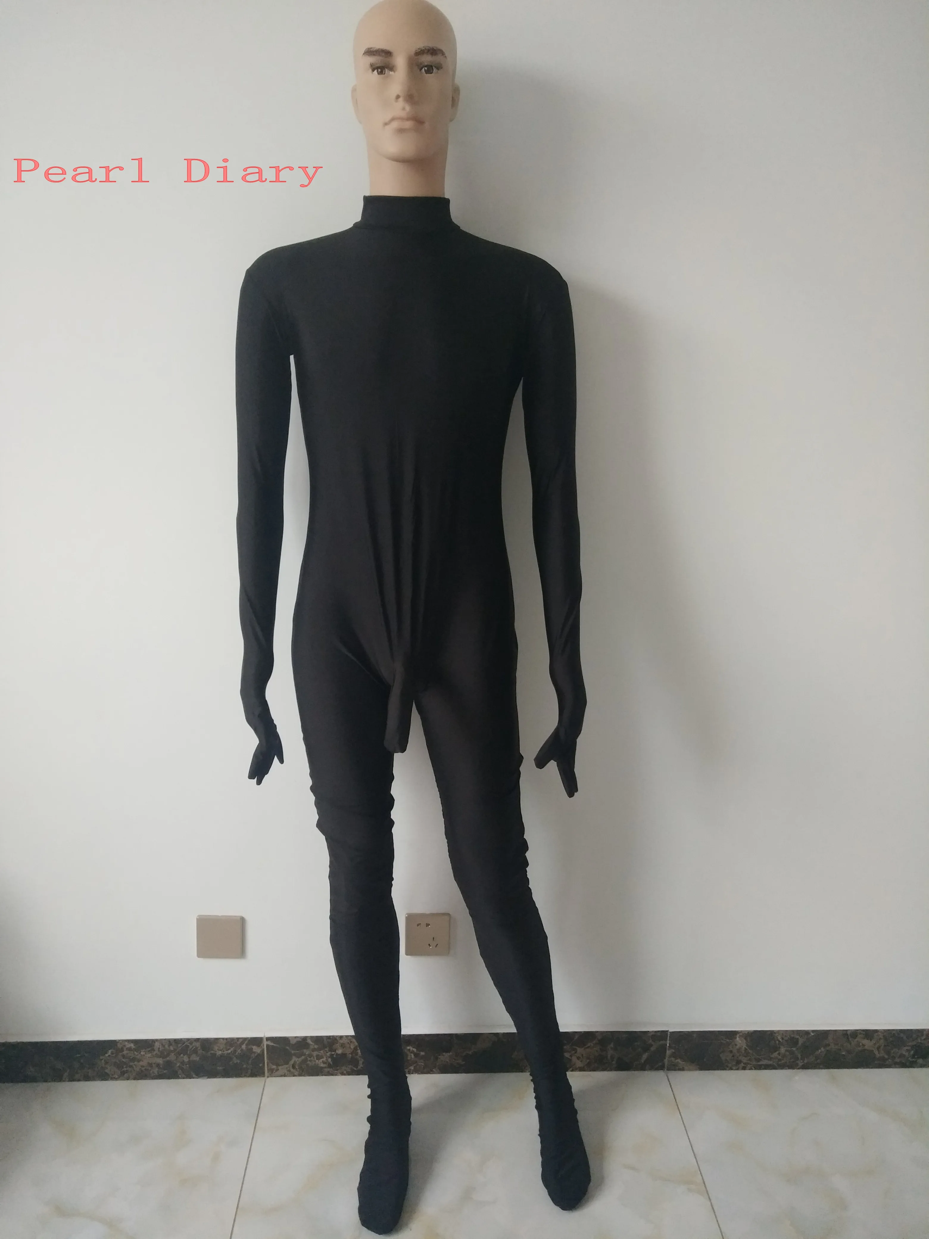 Черный Zentai Костюм Комбинезон спандекс полные трико костюм кошка облегающие