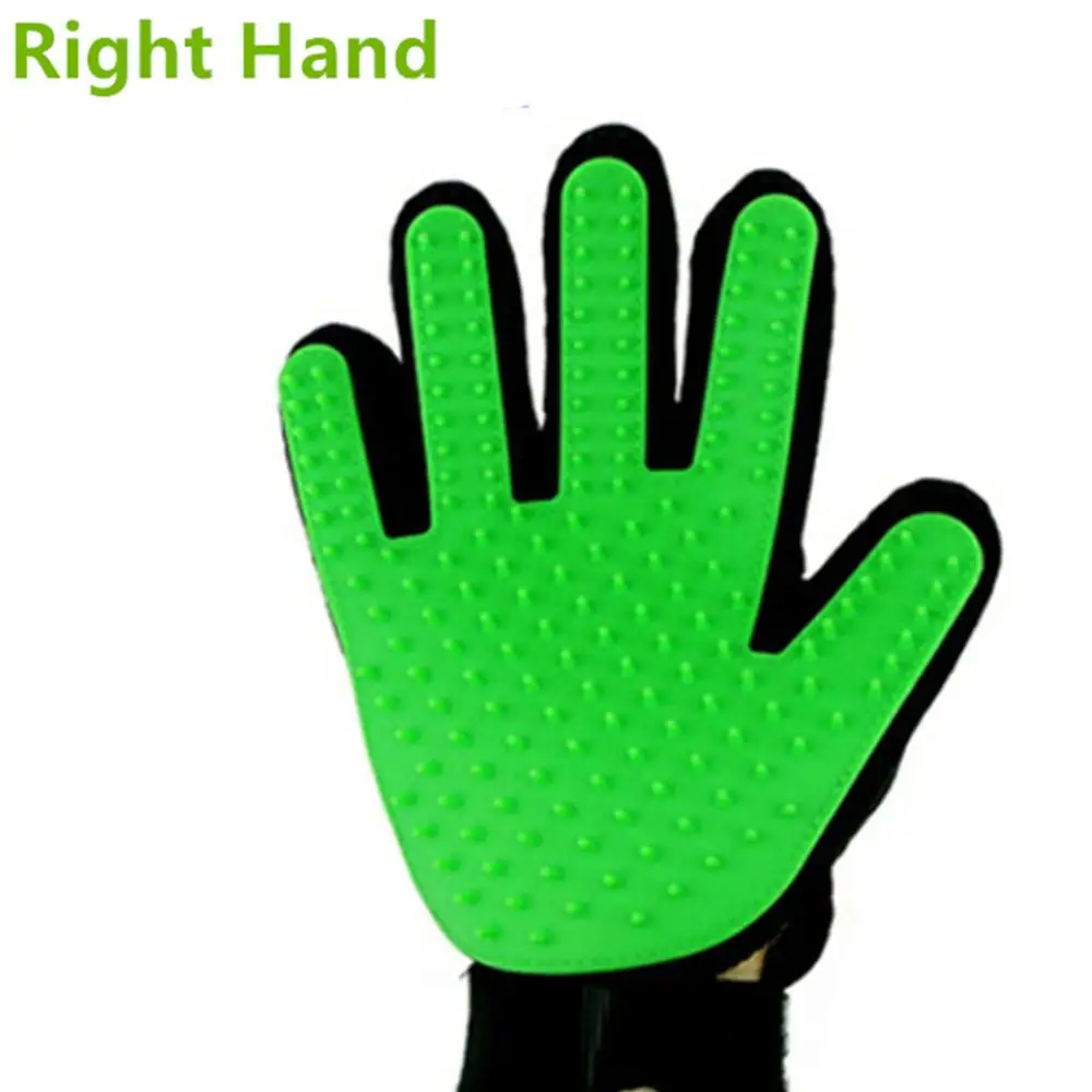 green right hand Ультразвуковая щетка для шерсти домашних животных, перчатка для чистки домашних животных, массажная расческа для ухода за шерстью, поставка, чистка пальцев, щетка для шерсти домашних животных, кошек, перчатка - Цвет: green right hand