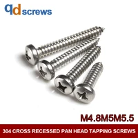 304 m4 8m5m5 5 cross recessed pan head tapping screws self tapping phillip round screw gb845 din7981 iso 7049