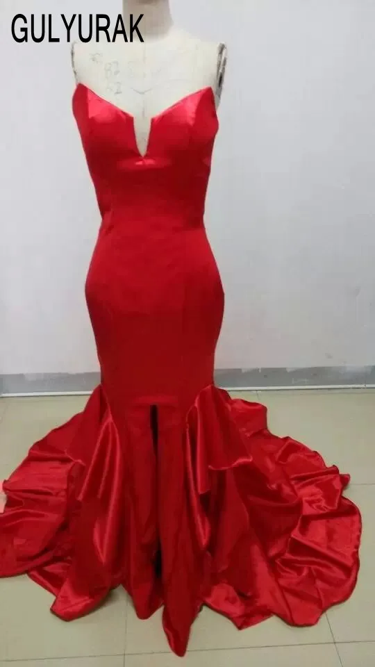 Длинные красное платье вечернее Dress ES Новинка 2017 Sexy v-образным вырезом с открытыми