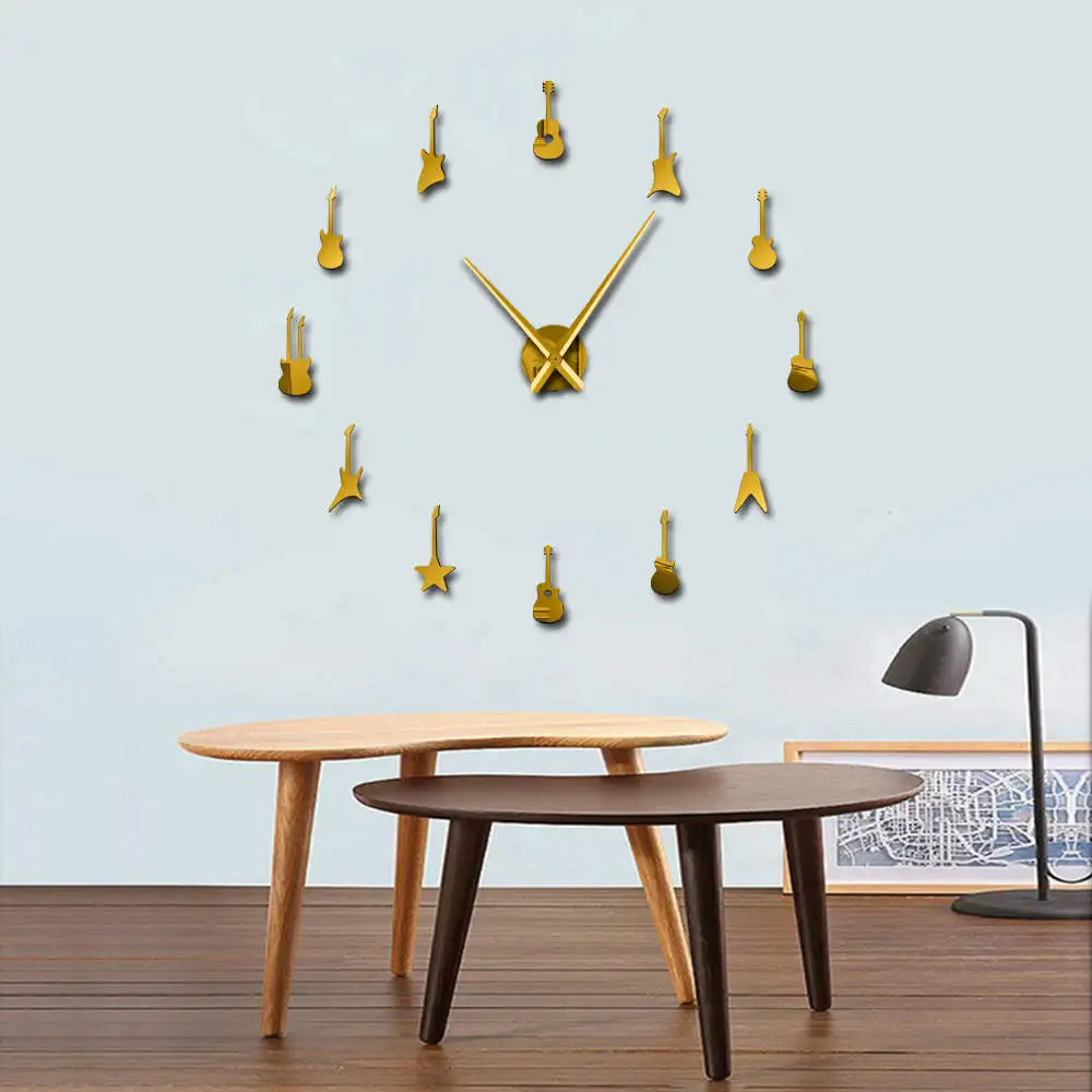 Рок ролл гитара настенные часы различные музыкальные Horloge Diy акриловые