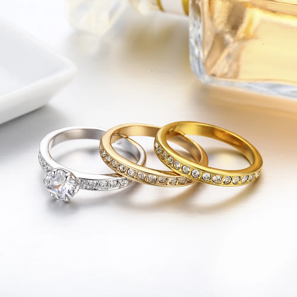Pinannie Valentine's Day Gift Engagement Rings for Women Wedding Jewelry Anillos 3 Gold Colors Anel | Украшения и аксессуары