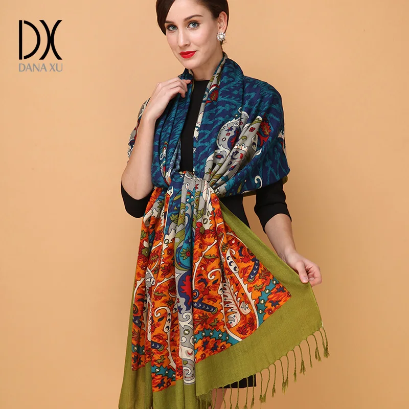 Женский кашемировый шарф теплый толстый шерстяной шарф-накидка из пашмины