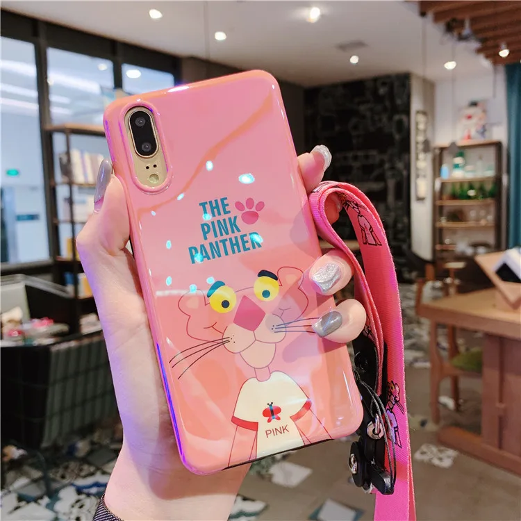 Чехол+ ремешок для huawei p30 P20 стежка, милый Винни розовый пантера мягкий чехол для телефона huawei mate20 pro nova4 чехол+ ремешок