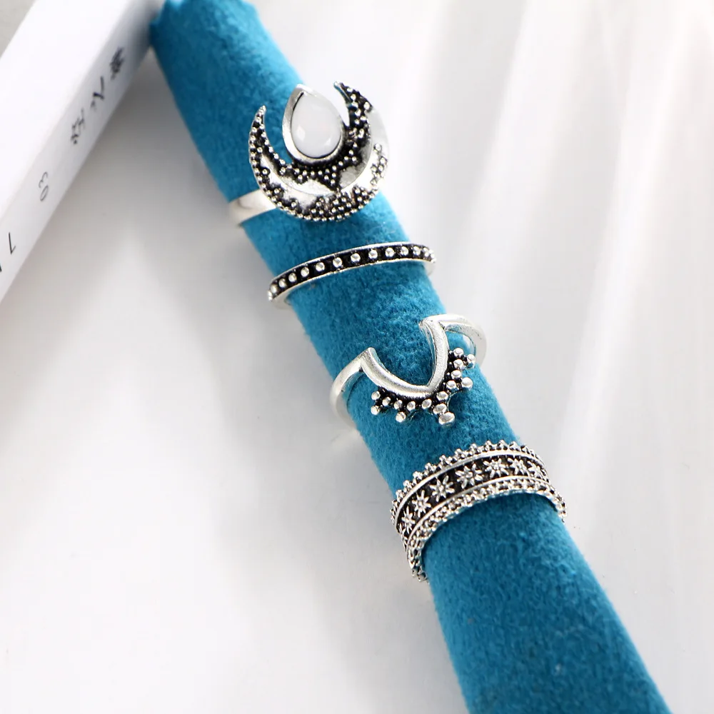 4 шт. женские кольца в форме полумесяца|knuckle ring set|ring setrings set for women |