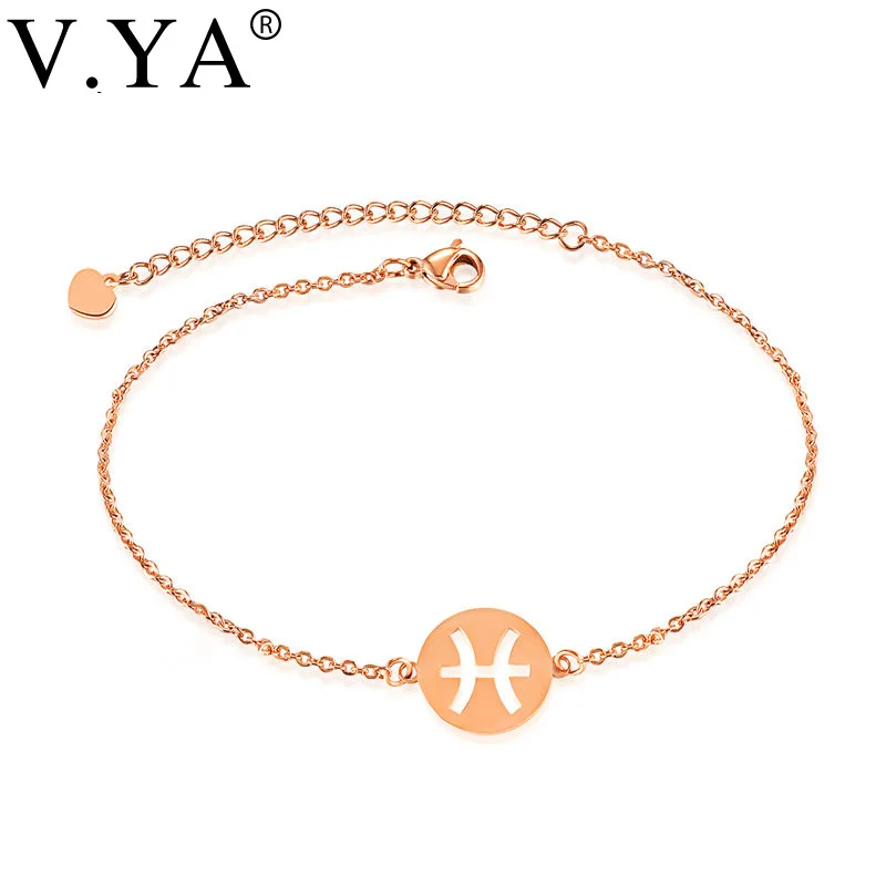 V.YA Fashion 12 созвездий знаков зодиака браслеты из нержавеющей стали для женщин