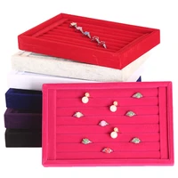 new fashion jewelry display velvetpu slots earring ring tray organizer holder case box wholesale storage ring earring key