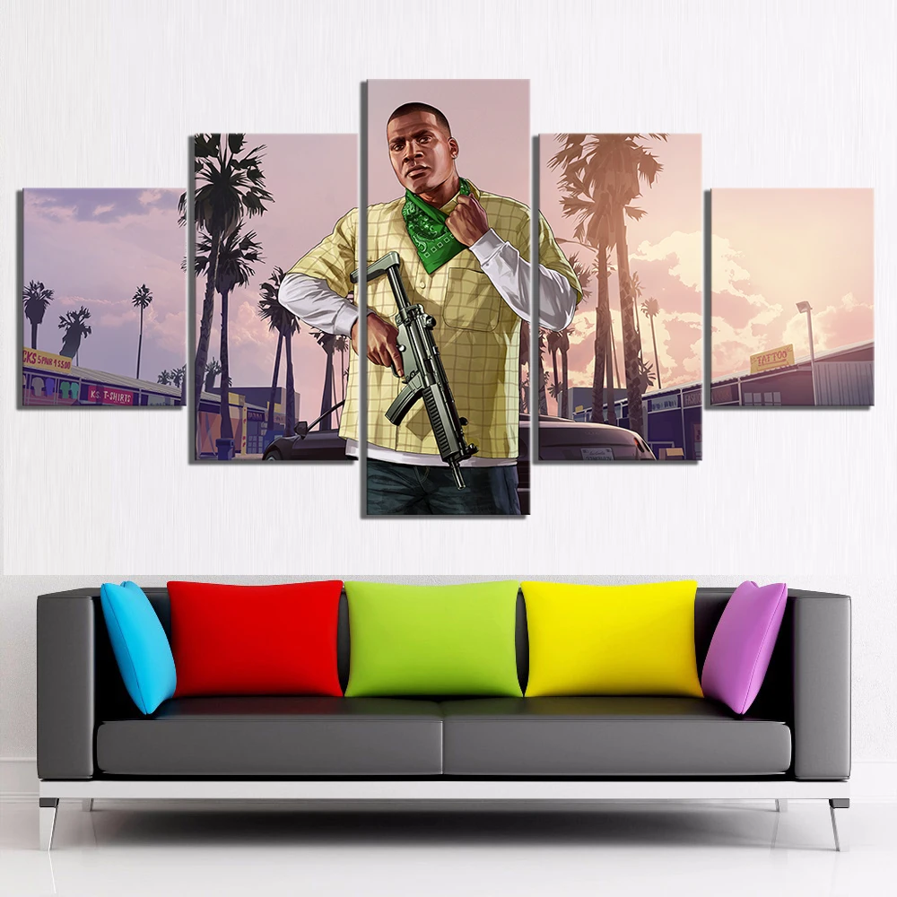 5 шт. Grand Theft Auto V мультфильм картинки игры Искусство Печать холст картины