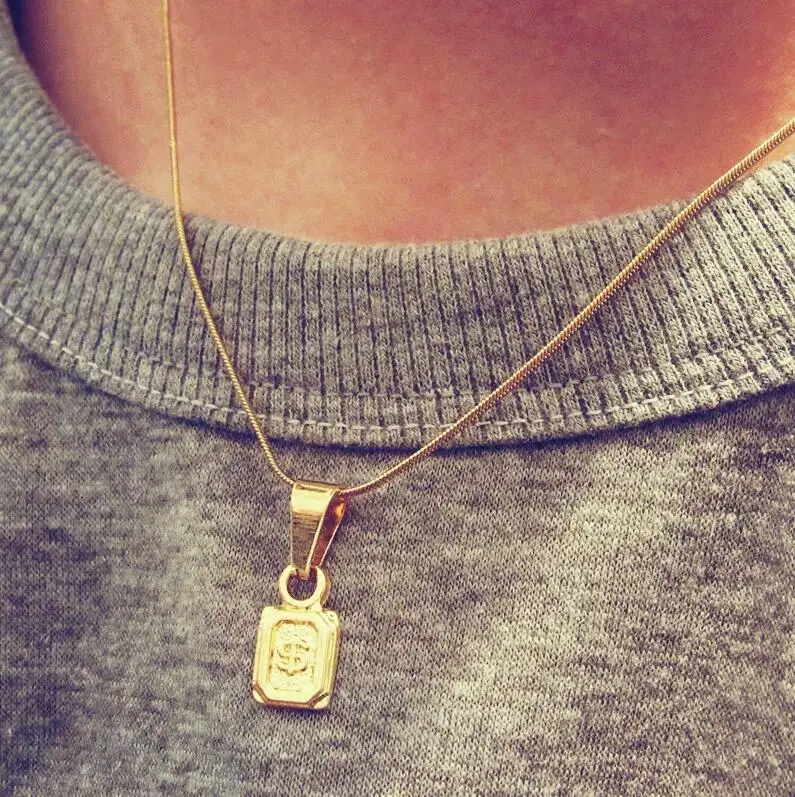 Хорошее качество мини доллар цепь $ Подвески со знаком ожерелья и подвески