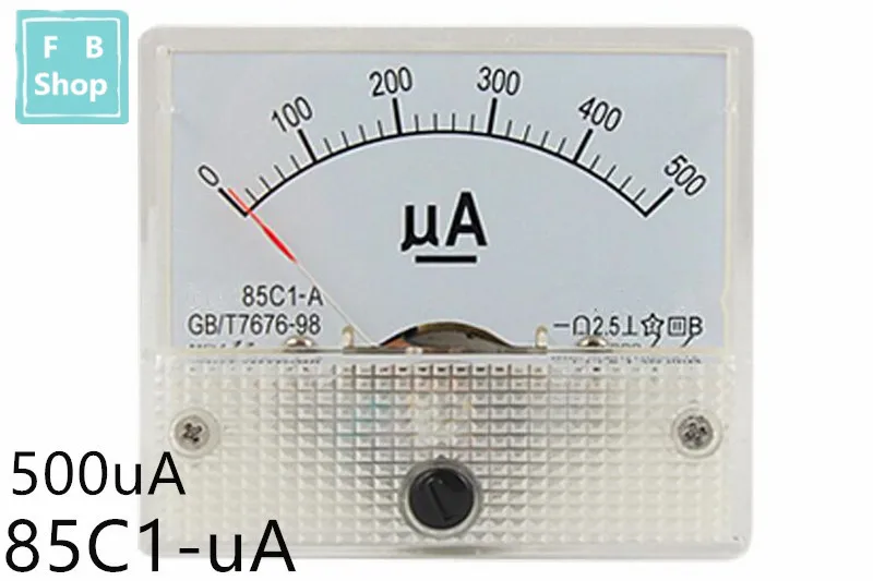 500uA 1 шт. 85C1 50uA 100uA 200uA 300uA 500uA DC Аналоговый указатель панель измерителя тока амперметр тока механические амперметры - Цвет: 500uA