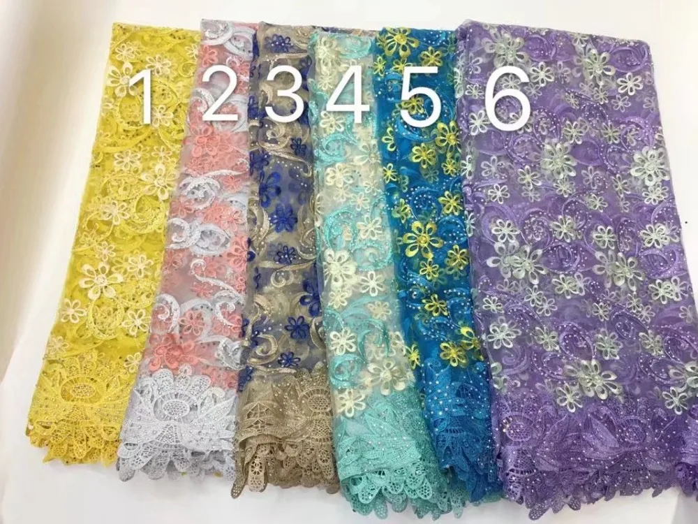 Последние французские кружева 2017 Синий свадебный камни высокое качество