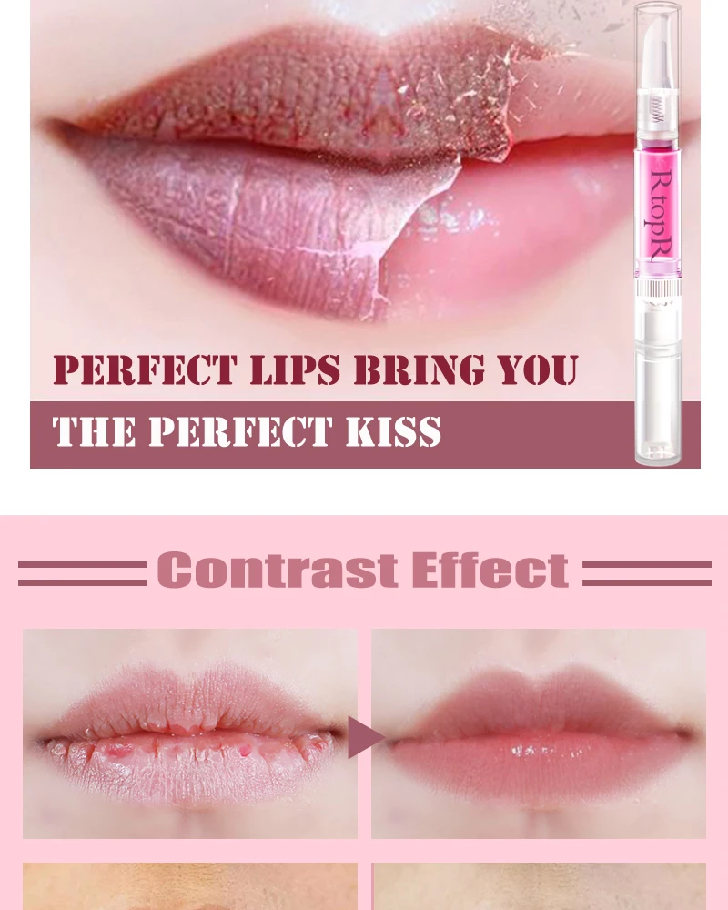 RtopR Cherry Blossom Lip Serum Reduce Lip Fine Lines Essence Lip Mask Dry Crack Peeling Repair Lip Moisturizing Beauty Care 3ml