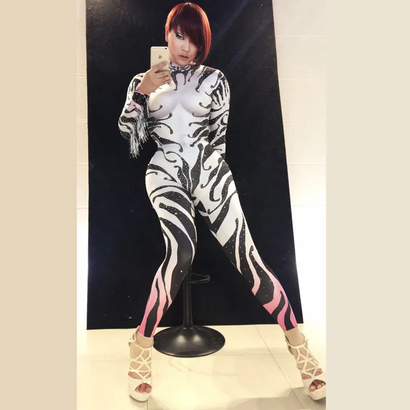 

new High sexy thin zebra singers nightclub dj dancer costume for women