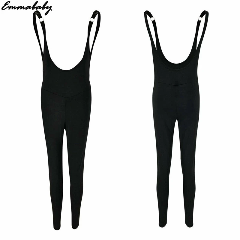 

Women Sexy Black Skinny Jumpsuits Overalls Summer Strappy Backless Slim Jumpsuits Rompers Lady Fashion Buckle Leotard Clubwear
