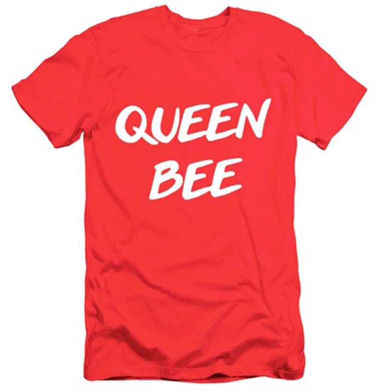Для женщин футболка Queen Bee Письмо печати с коротким Топы корректирующие Лето