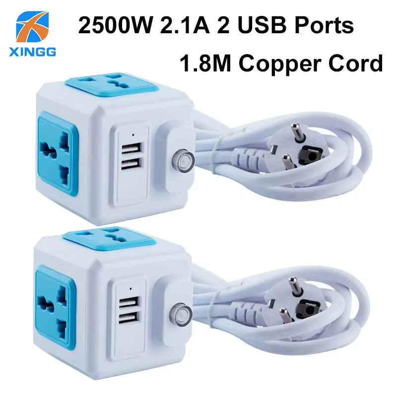 XINGG Смарт USB Мощность полосы ЕС штекер 1 8 м шнур куб Универсальный удлинитель