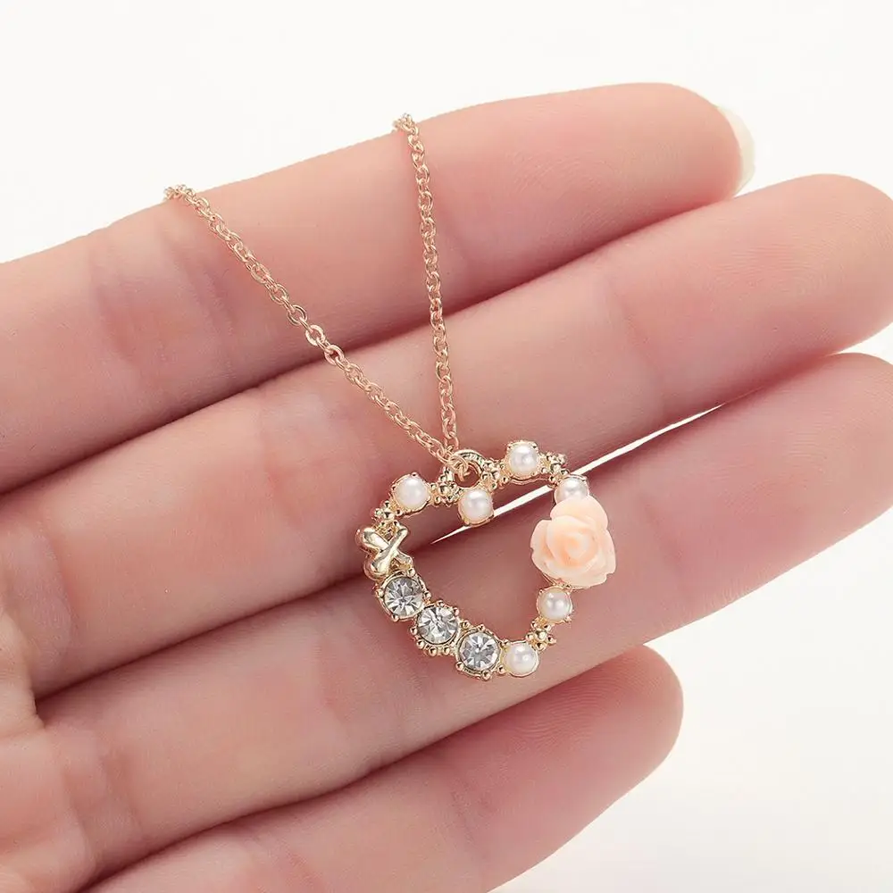 

QIAMNI Enamel Colorful Rose Flower Heart Ginkgo Pendant Necklace Lover Birthday Gift Crab Shell Fishtail Bee Balloon Necklace