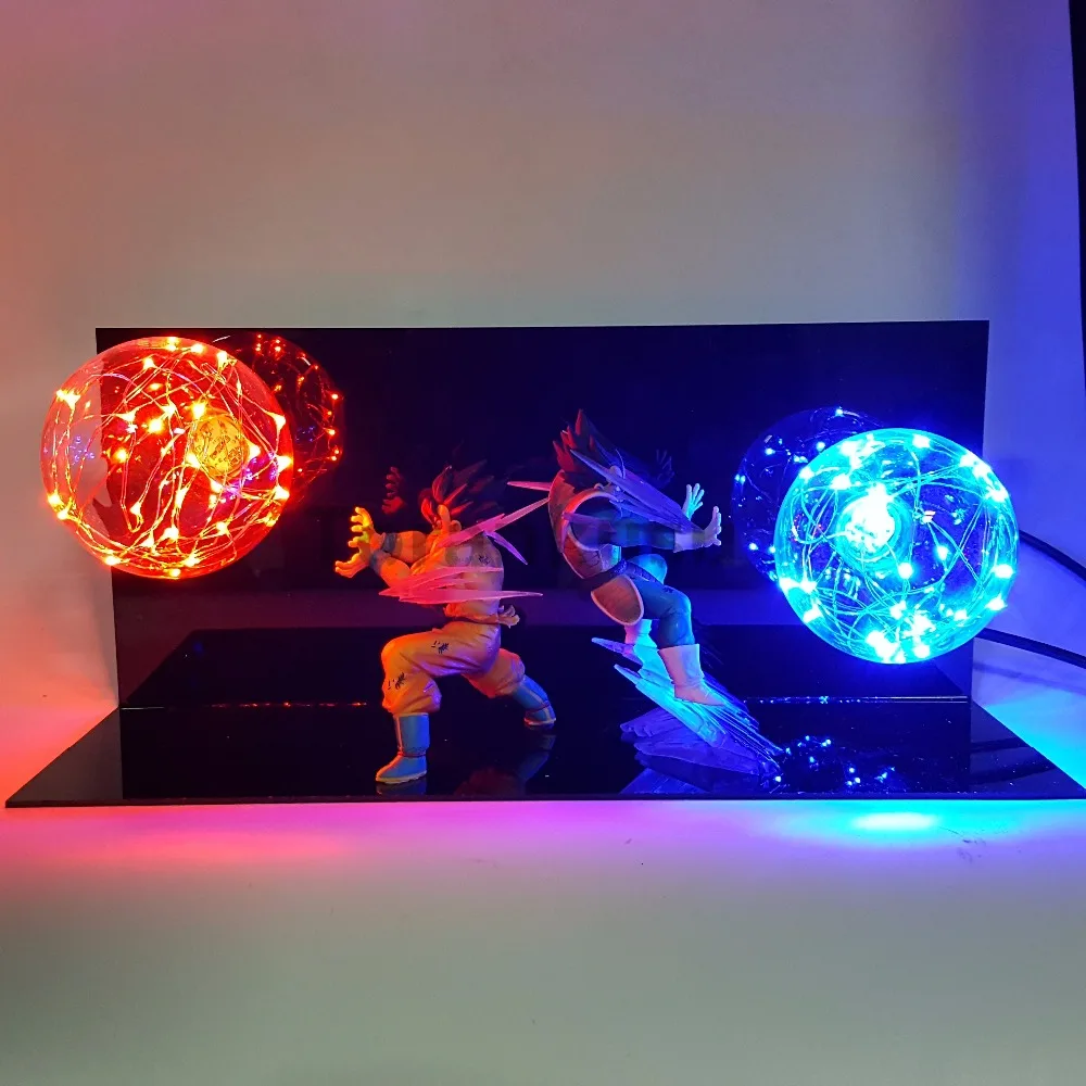 

Dragon Ball Z Vegeta Son Goku Super Saiyan Fighting Together Led Lighting Anime Dragon Ball Z Vegeta Goku Model Toy DBZ