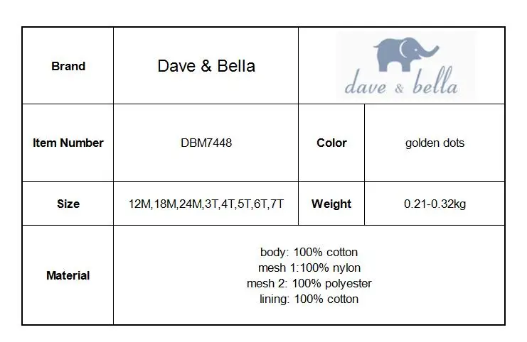 Dave bella/летнее платье принцессы для маленьких девочек детское платье на день рождения и свадьбу детская одежда для малышей DBM7448