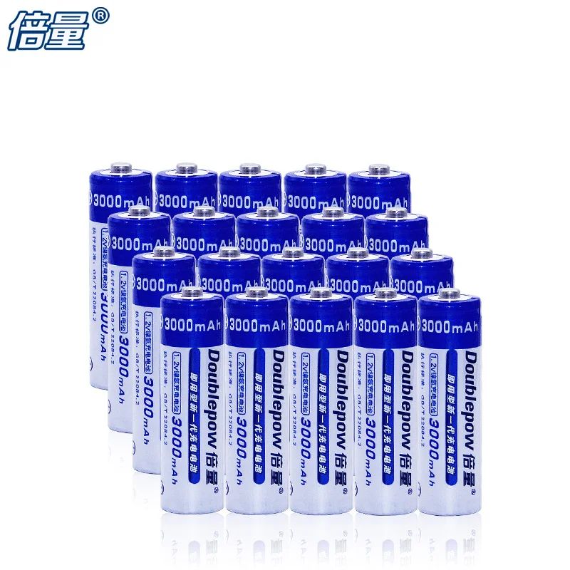 

20 pcs. Doublepow original Ni-MH battery 3000 mAh Rechargeable batteries 1.2V Electronic special batteries, High capacity