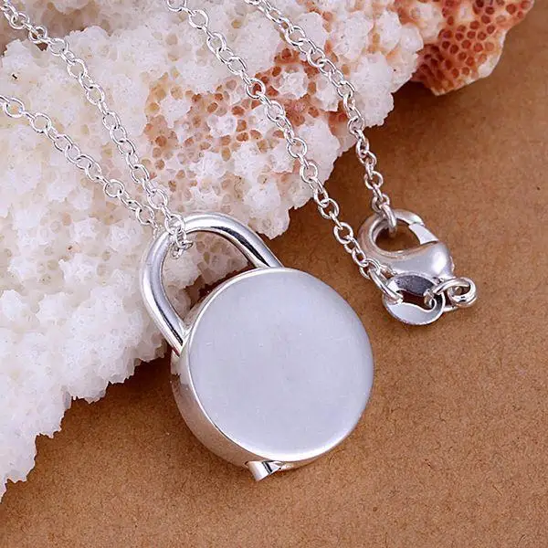 P003 fashion jewelry chains necklace 925 silver pendant Round lock pendant|necklace clasp|necklace tealnecklace bull |