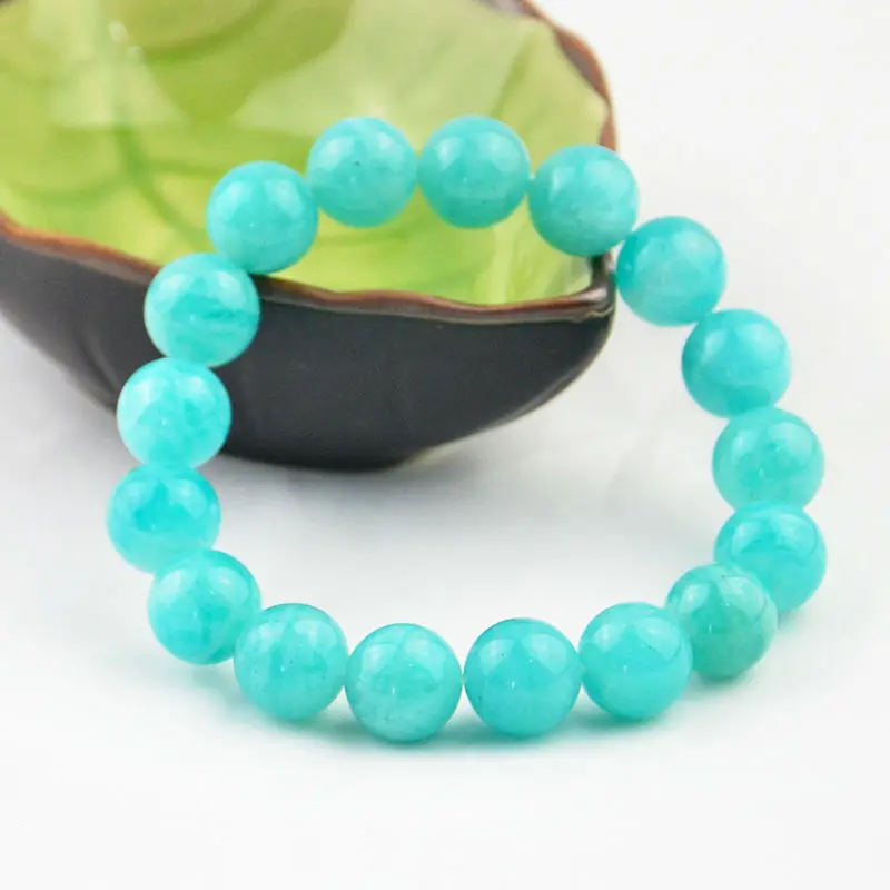 

Wholesale 11mm Round Bead Jewelry Bracelets For Women Genuine Mozambique Charm Stretch Amazonite Gems Natural Stone Bracelet