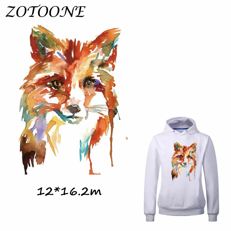 

ZOTOONE Colorful Fox Patches Iron on Transfers DIY Accessory Decoration Patch for Clothing Print on T-shirt Applique Clothes C