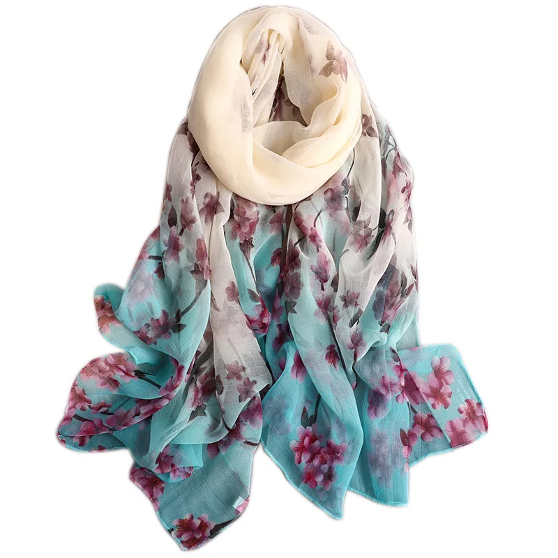 

Scarf Chiffon Summer Crocodile Wrinkled Plum Printed Silk Scarf Super Large Colour Matching Soft Sister Seaside Sunscreen Shawl