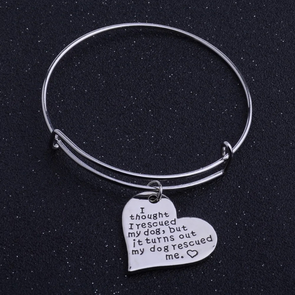 Сердце Собаки Спас Меня Dog Tag Браслет Домашних Животных Спасение Посеребренные