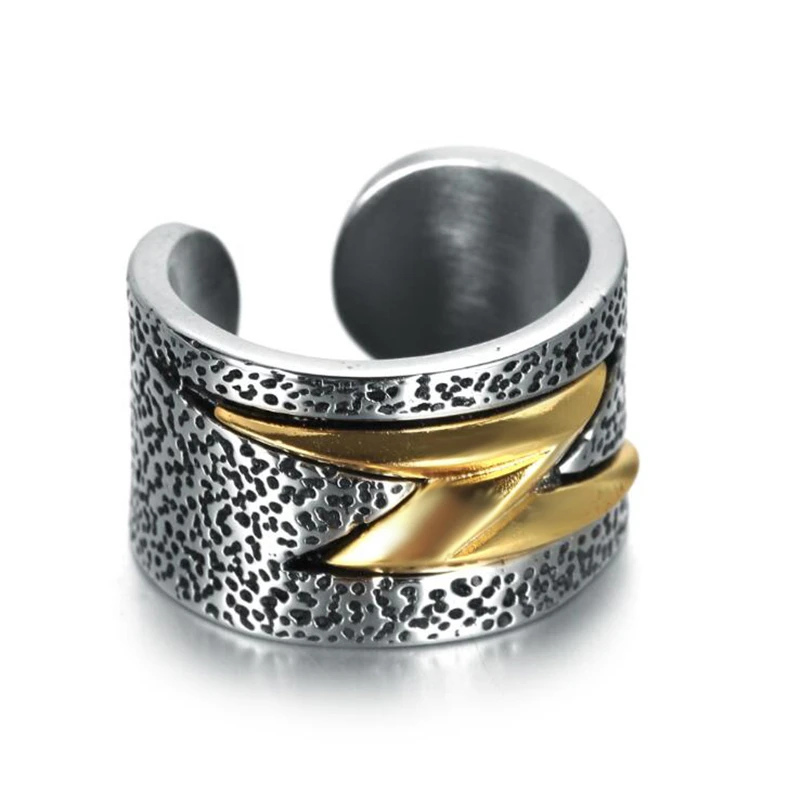 Elfasio мужское кольцо молния нержавеющая сталь Кольца Серебро Золото Винтажные