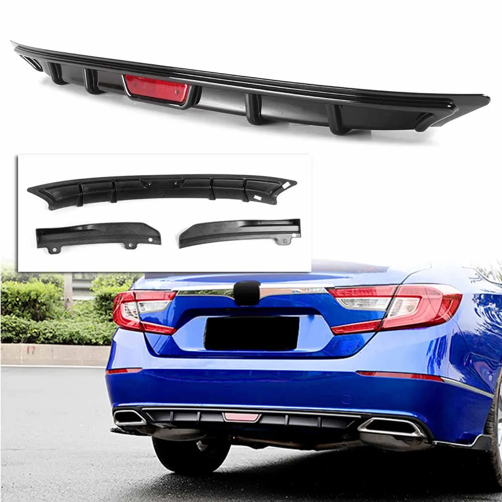 Rear Bumper Lip Spoiler Wing For Honda Accord 10th 2018 2019 3PCS Glossy Black ABS | Автомобили и мотоциклы