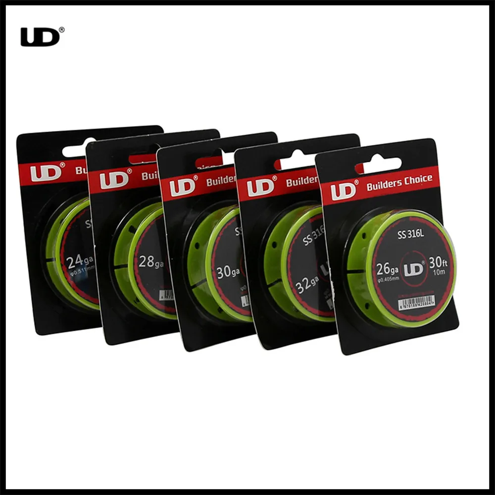 YOUDE UD ss316l Провода Нержавеющая сталь DIY катушки 24GA 26ga 28ga 30ga 32ga VAPE Отопление