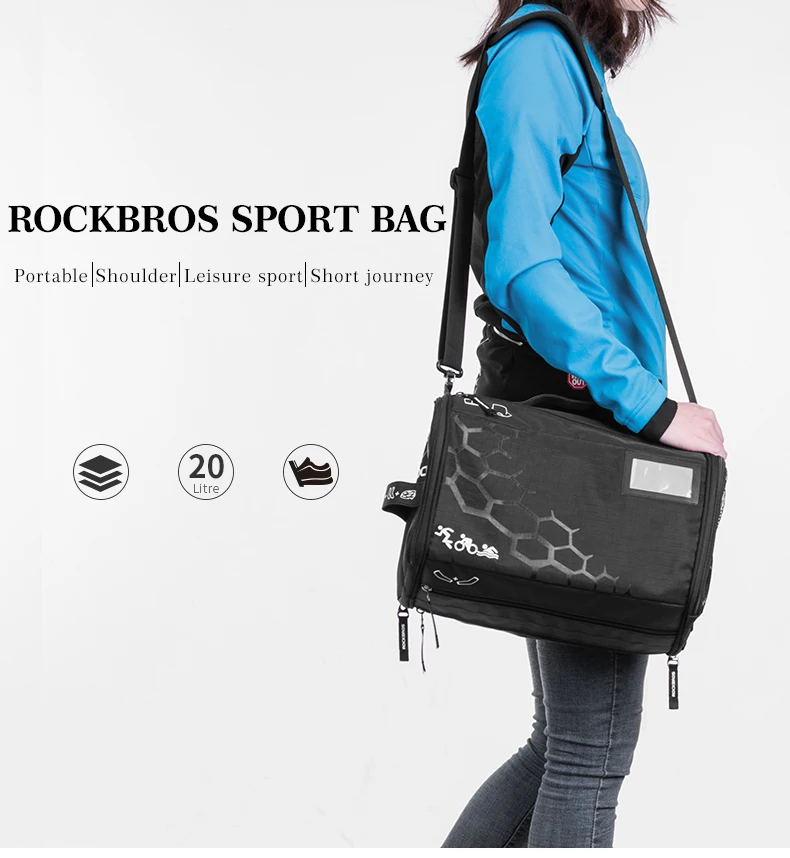 ROCKBROS 20L спортивные портативные сумки водонепроницаемые большой емкости для хранения на открытом воздухе с бесплатным дождевиком многофункциональные сумки для тренажерного зала и путешествий
