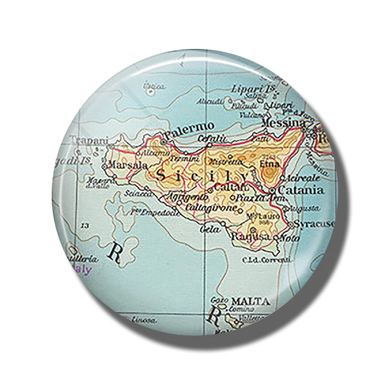 Sicily карта 30 мм магнит на холодильник Палермо итальянская Республика стеклянный