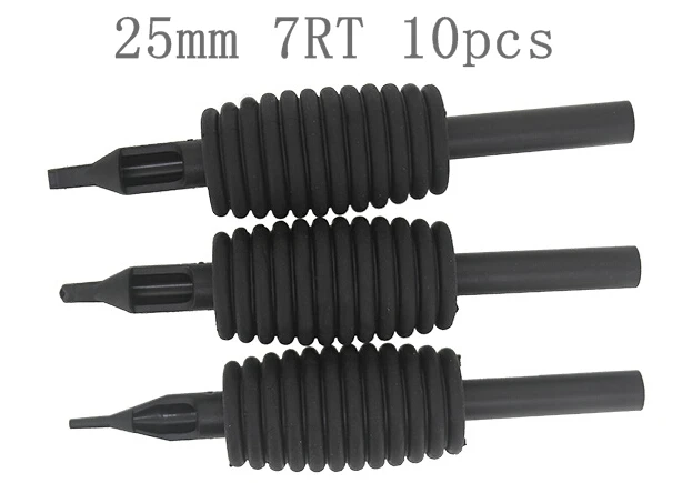 

10PCS Sterile Disposable Black Tattoo Tube With 3/4" 25mm 7RT Grips For Machine Kit Set Supply