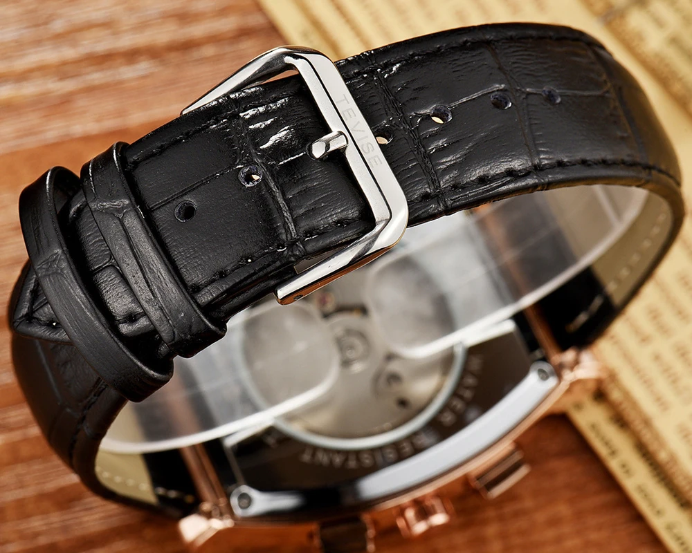 Часы мужские механические водонепроницаемые с кожаным ремешком | Наручные часы