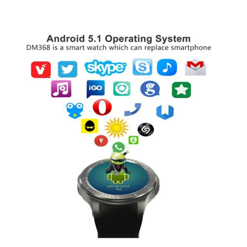 Fashion Watch DM368 Smart Bluetooth Camera Mp3 player SIM Phone Pedometer Clock Wristwatch Smartwatch for android | Электроника